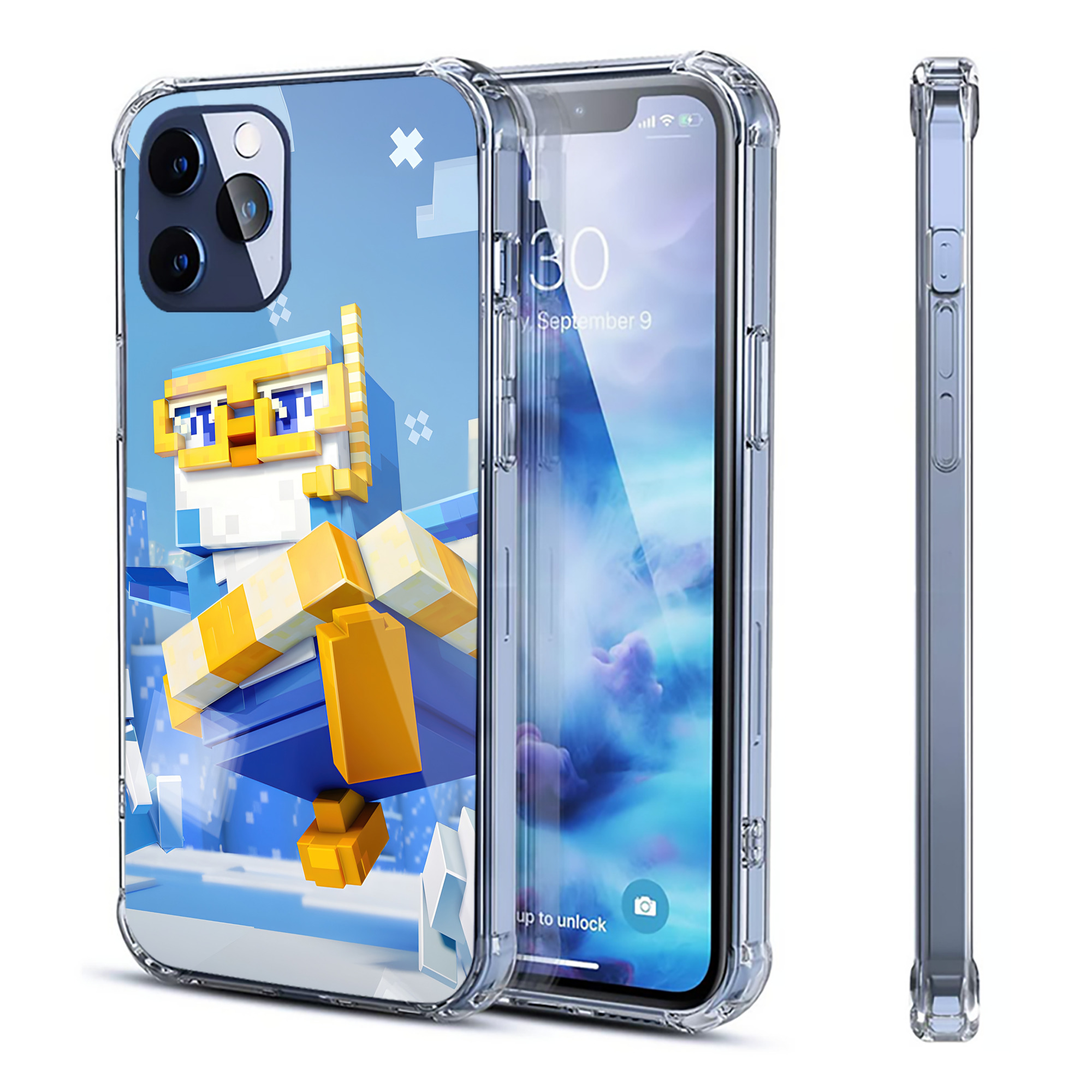 （画像用） マインクラフト ブロックの世界 Minecraft MC Block world 【iPhone 12シリーズ対応】透明スマホケース（クリアソフトケース）